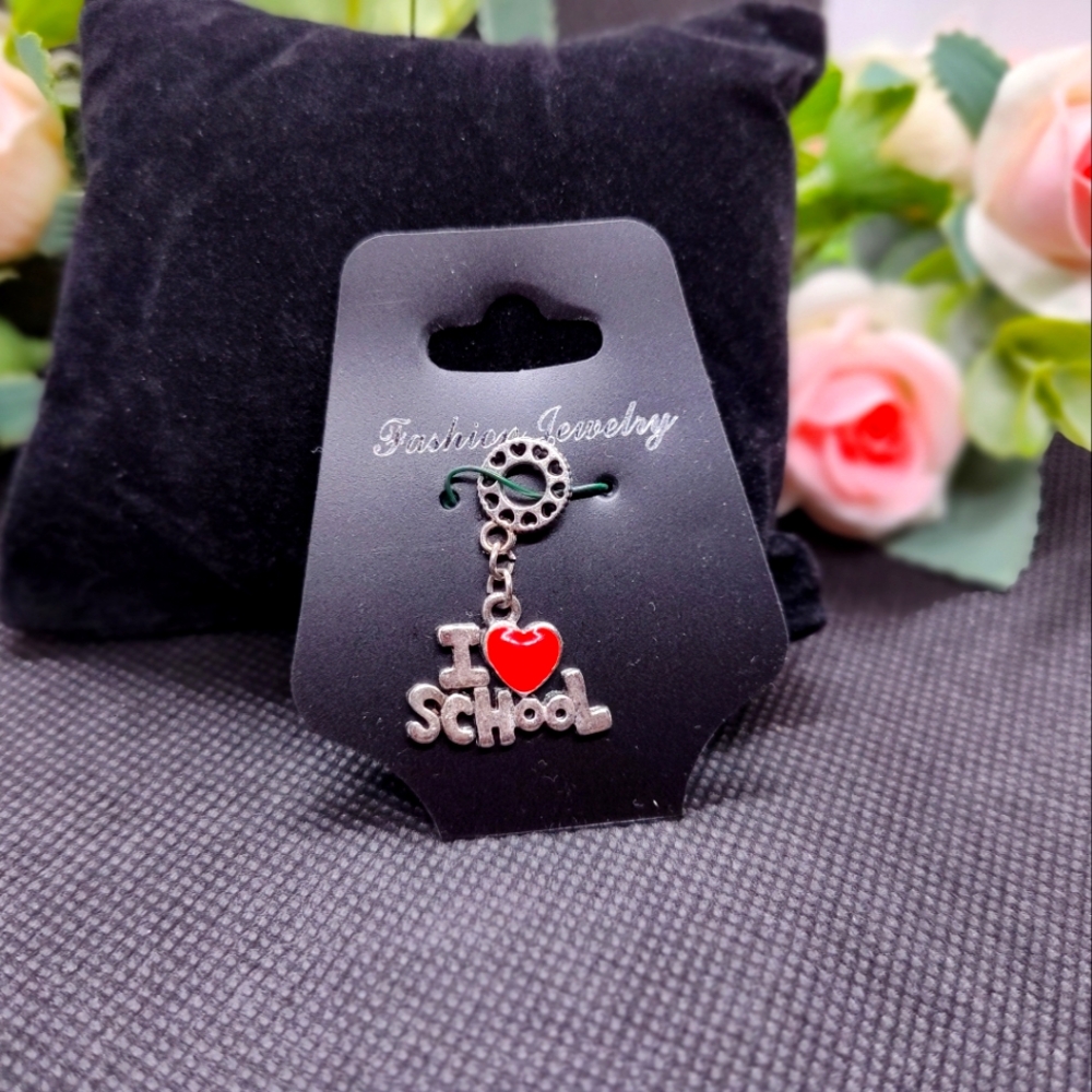 I Love School Charm Pendant for Necklace Bracelet NEW